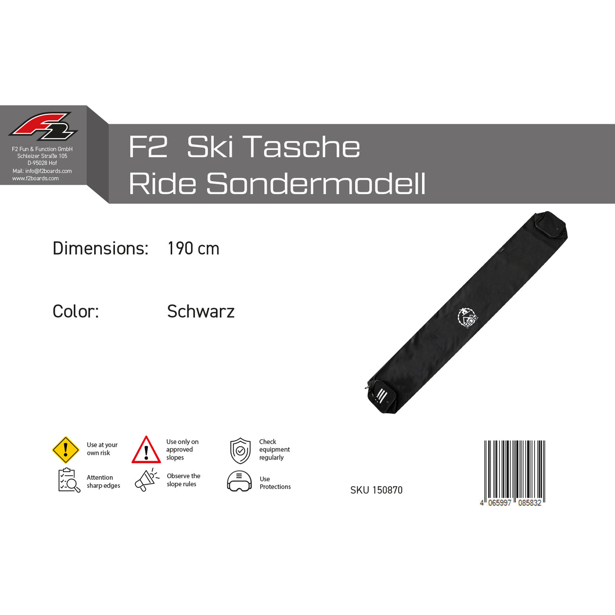 F2 Ski Tasche Ride Sondermodell 190cm Schwarz
