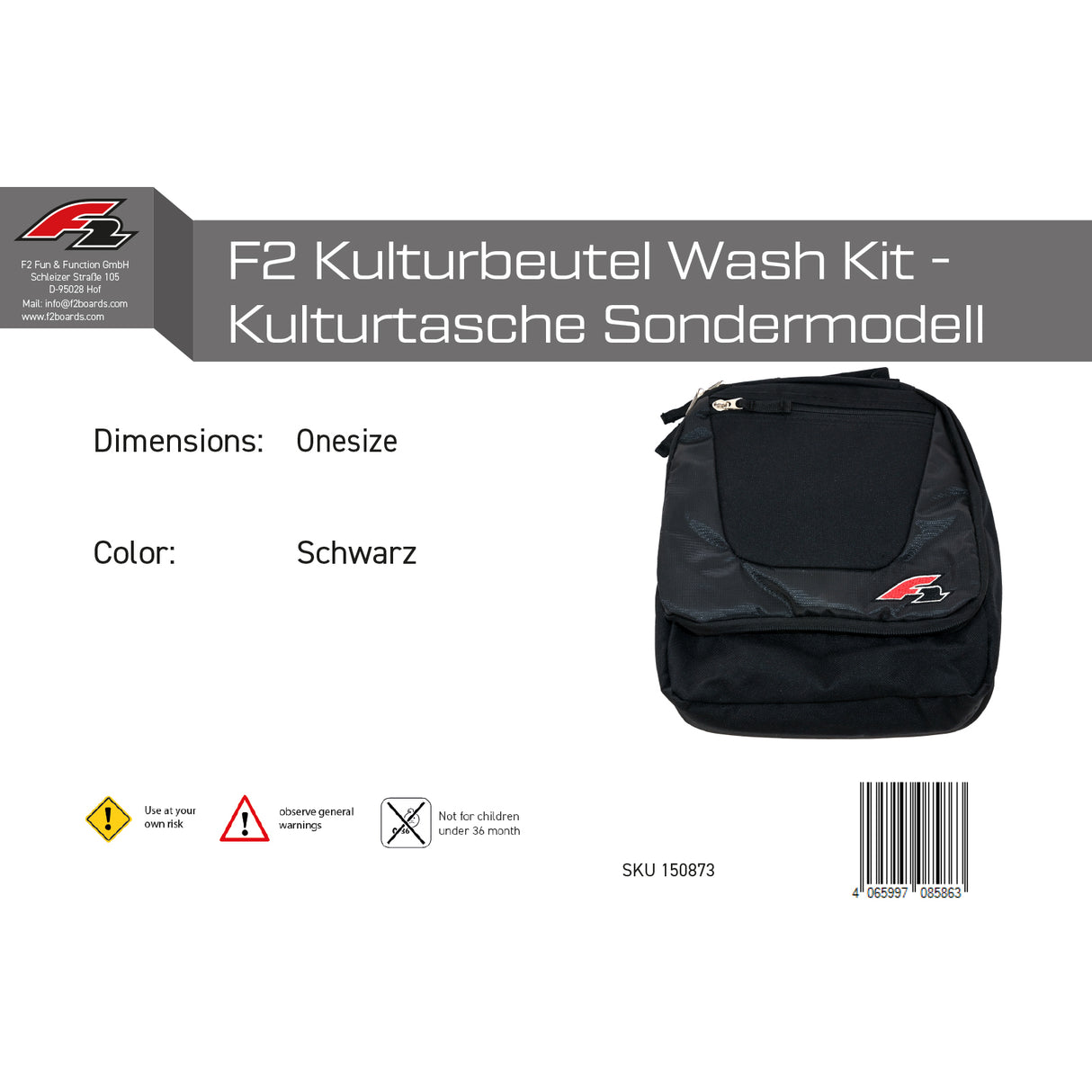F2 Kulturbeutel Wash Kit - Kulturtasche Sondermodell One Size Schwarz