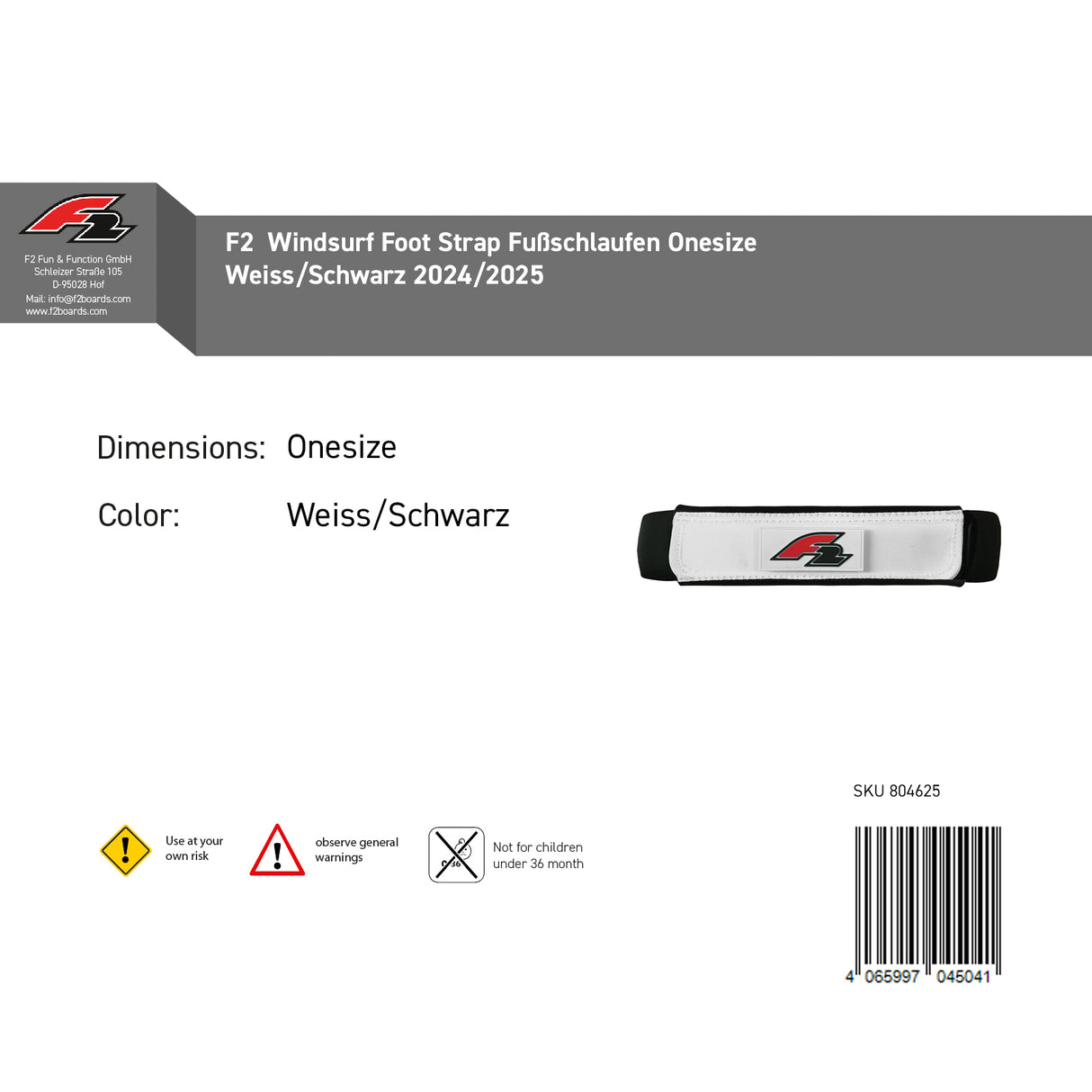 F2 Windsurf Foot Strap Fußschlaufen Onesize Farbe wählbar