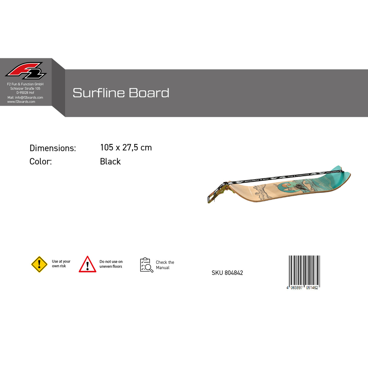 F2 Balance Board Surfline Board Slackline Training 105x27,5cm Farbe wählbar