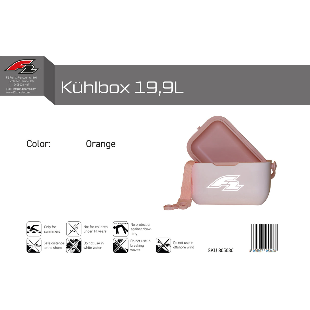 F2 Kühlbox Groß Cool Box Kühltasche 19,9L Orange