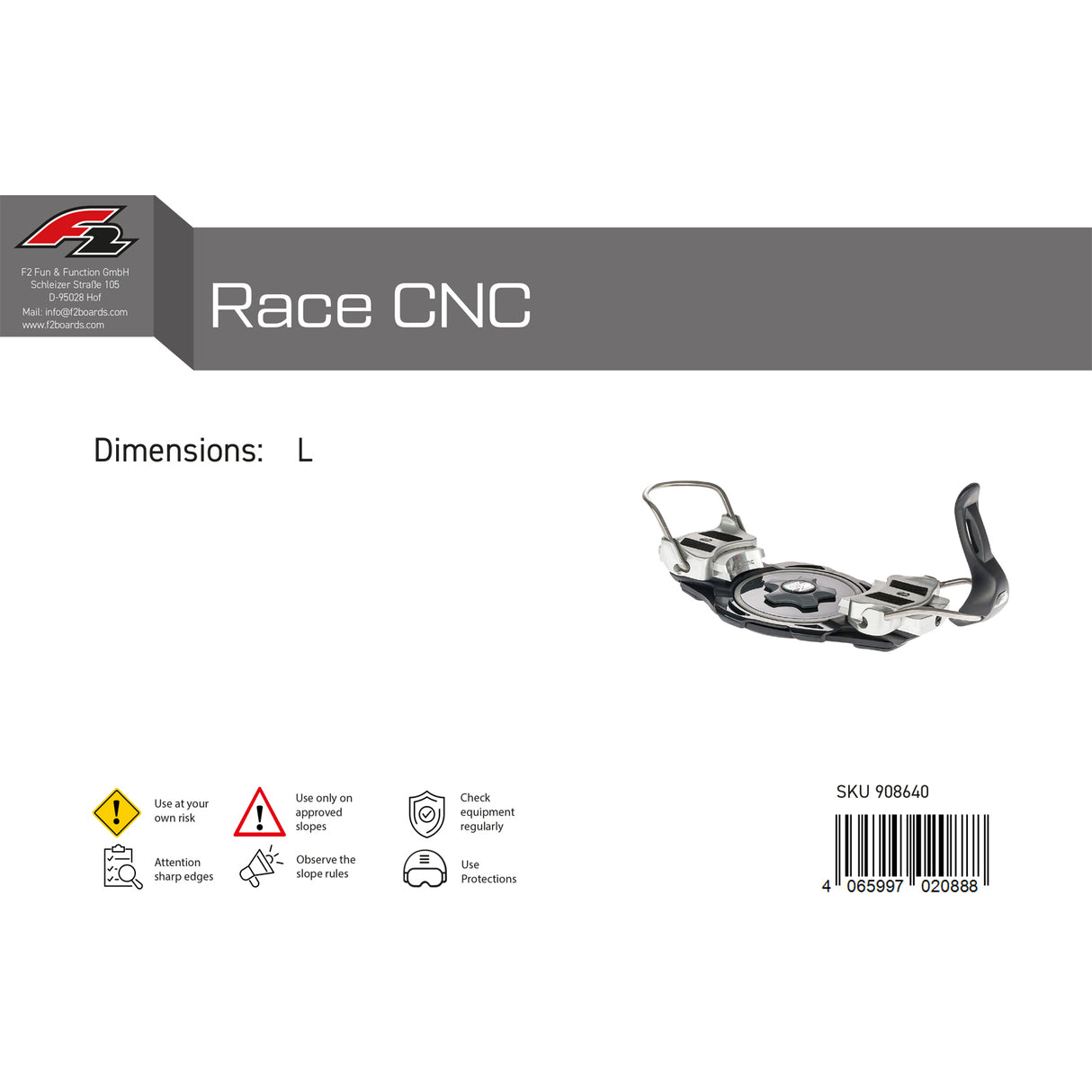 F2 Snowboard Plate Bindung Race CNC S-L Größe wählbar