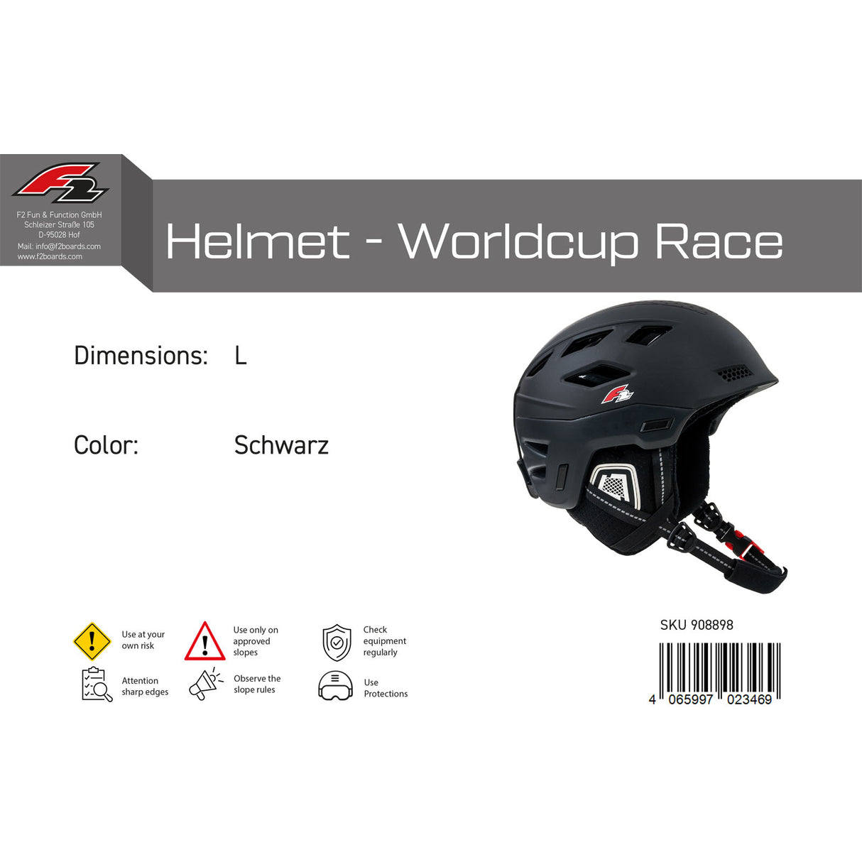 F2 Herren Snowboard Helm Helmet - Worldcup Race Farbe/Größe wählbar