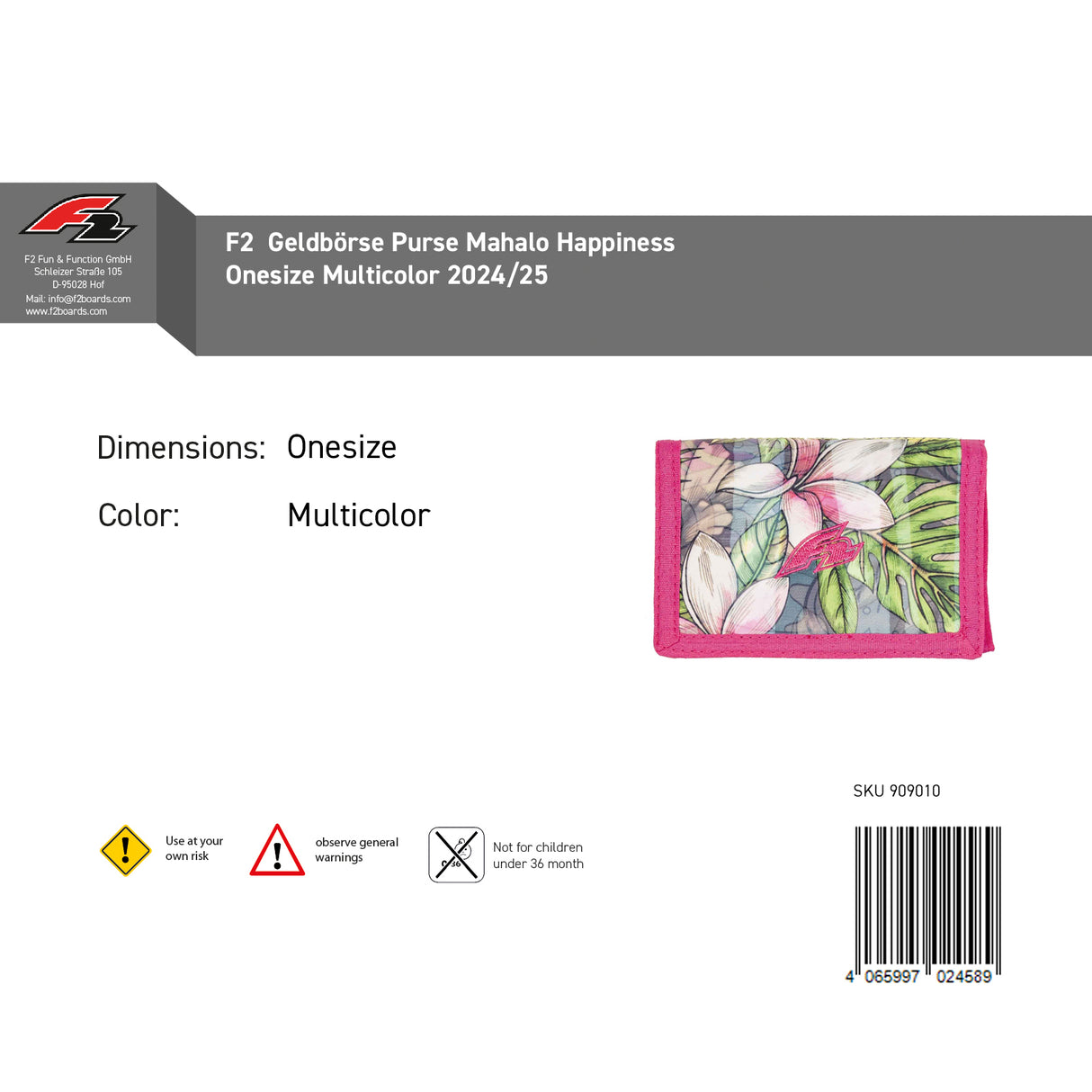 F2 Geldbörse Purse Mahalo Onesize Farbe wählbar