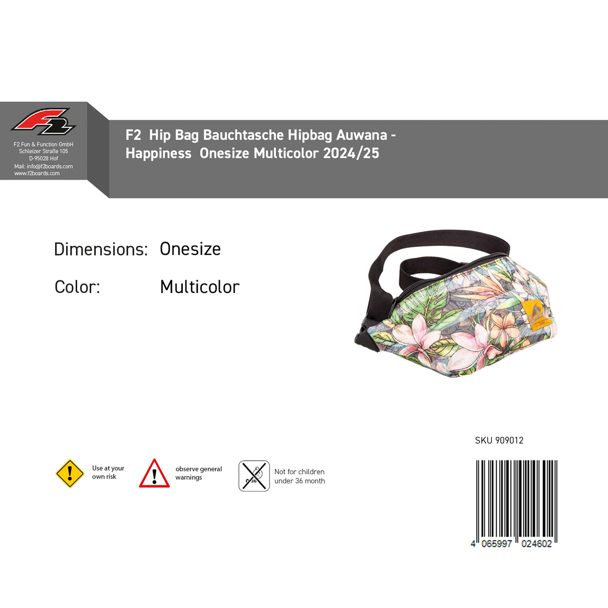 F2 Hip Bag Bauchtasche Hipbag Auwana Onesize Farbe wählbar