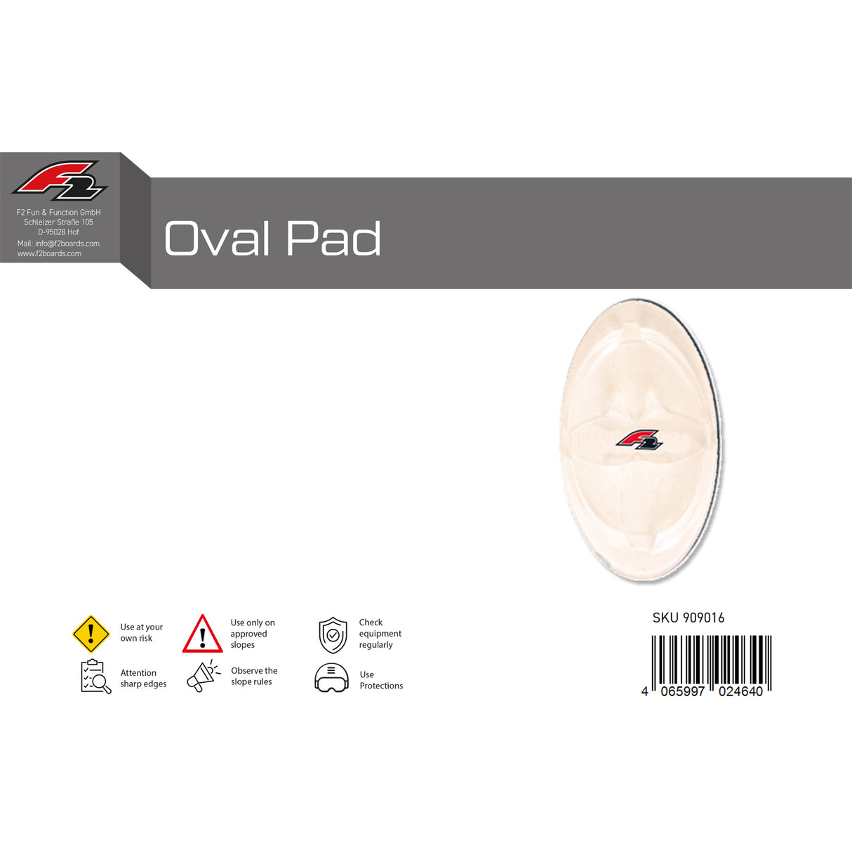 F2 Snowboard Pads Oval Pad