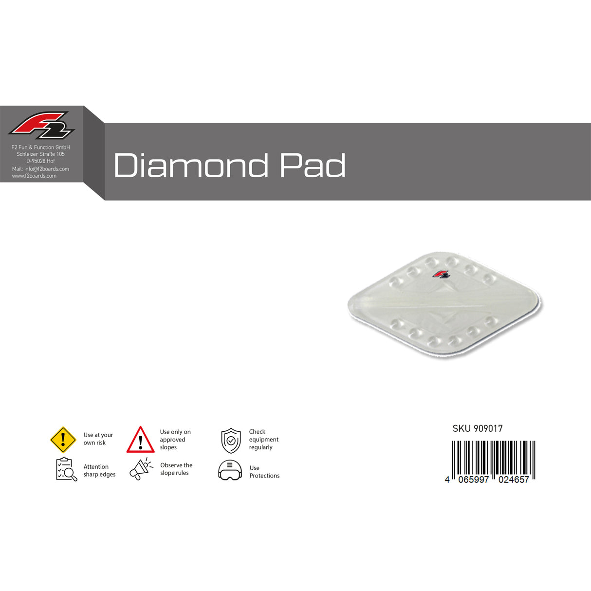 F2 Snowboard Pads Diamond Pad