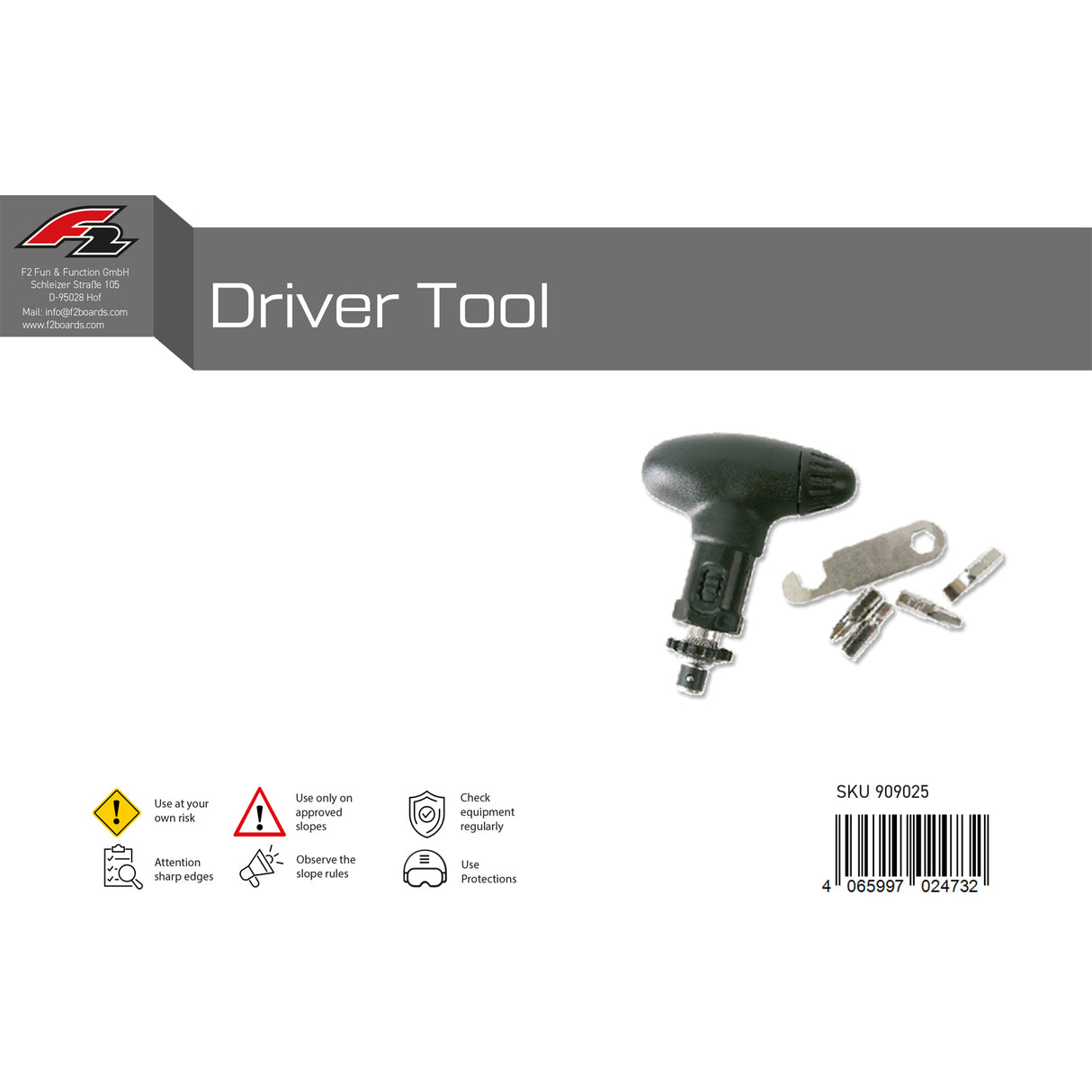F2 Snowboard Werkzeug Driver Tool Schraubenzieher Schwarz