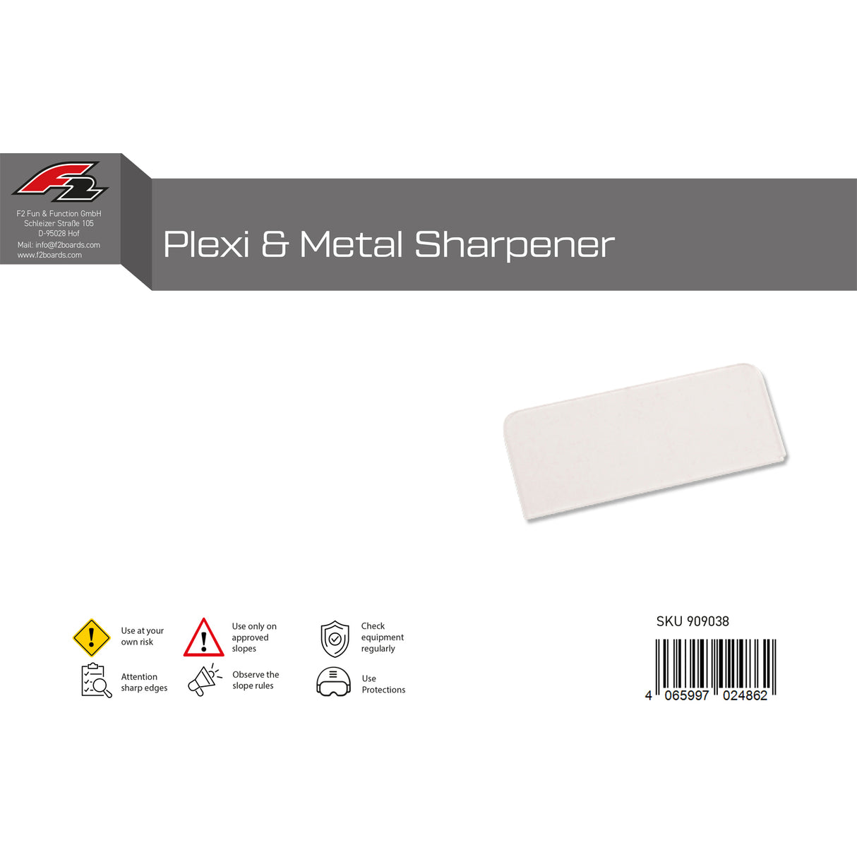 F2 Snowboard Zubehör Abziehklinge Plexi & Metal Sharpener