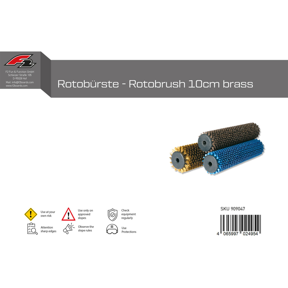 F2 Snowboard Bürste Rotobürste - Rotobrush 10cm Edelstahl
