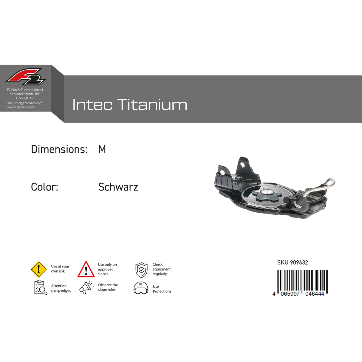 F2 Snowboard Plate Bindung Intec Titanium Farbe/Größe wählbar