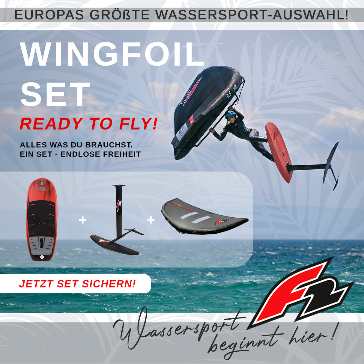 F2 Set Glide Cross Air 140L + LTD Allround Foil 2400 + Glide Allround Wing 6qm