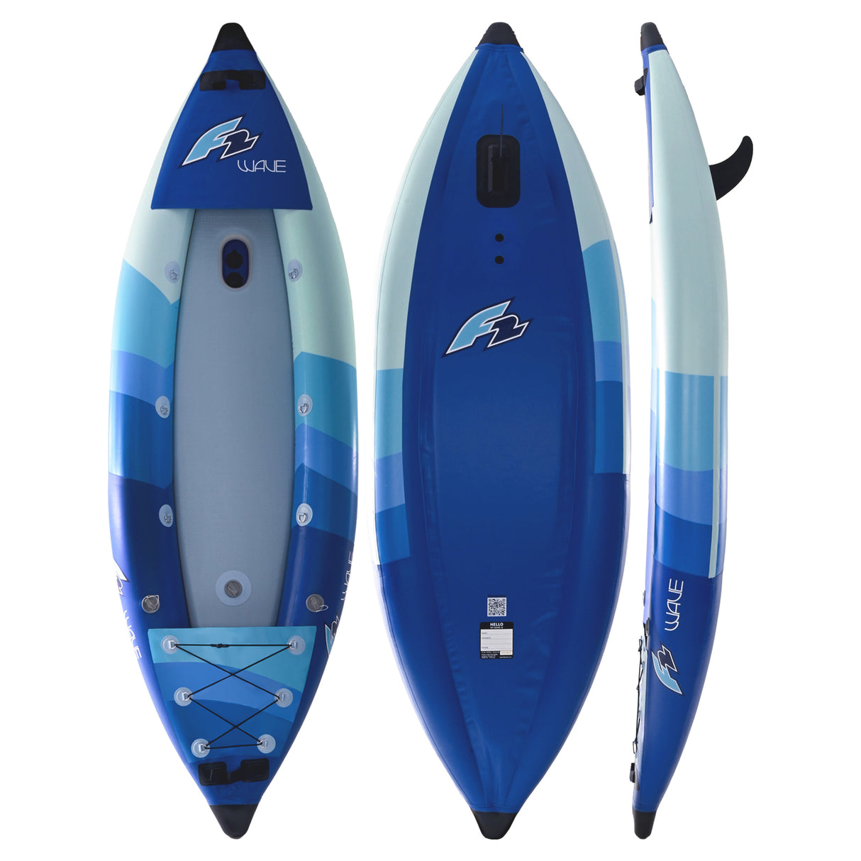 F2 Kajak Set Wave 1 Sitzer Aufblasbar 300cm Blau inkl. Elektro Finne