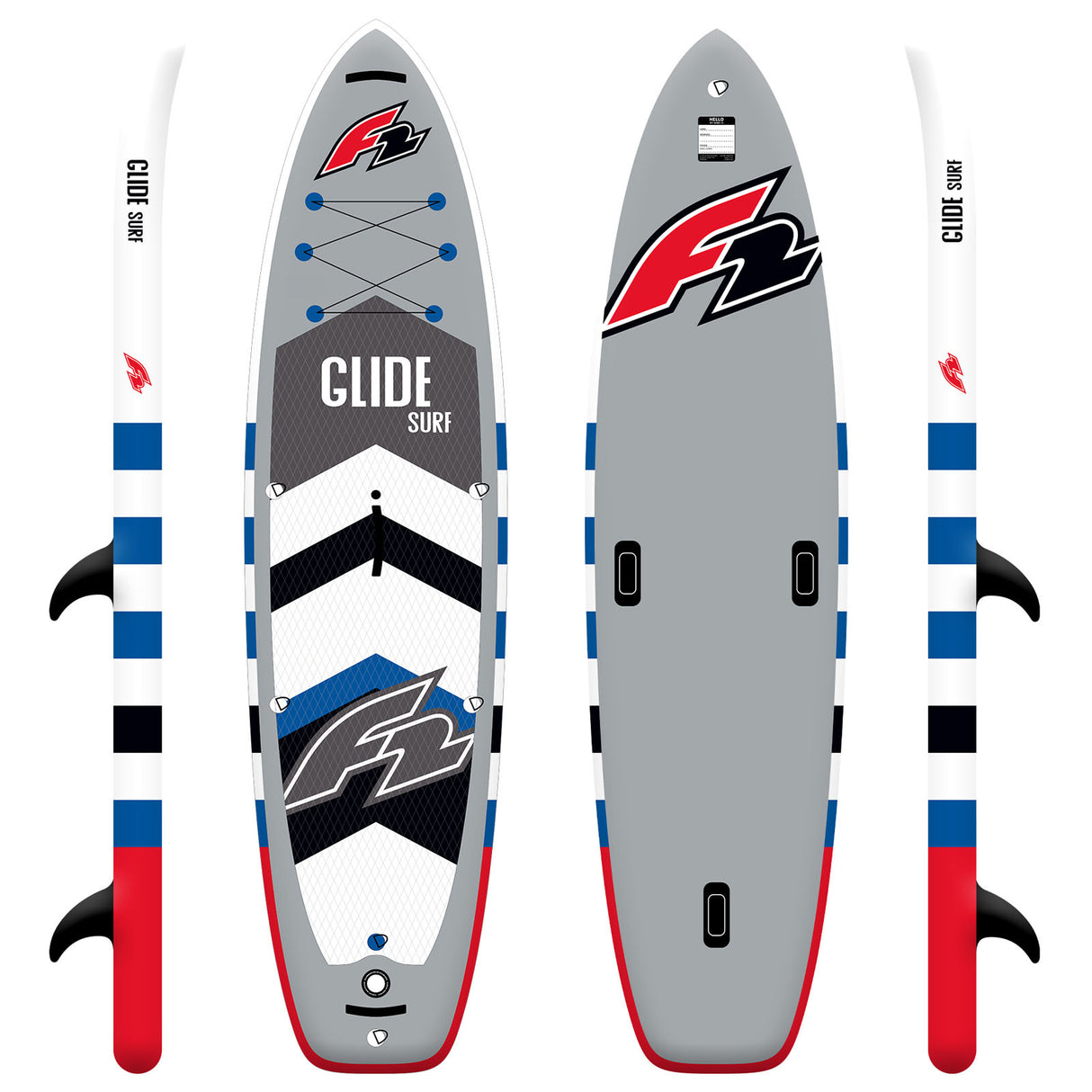 F2 SUP Stand Up Paddle Board Glide Surf 10'2''/10'8"/11'7" wählbar Grau