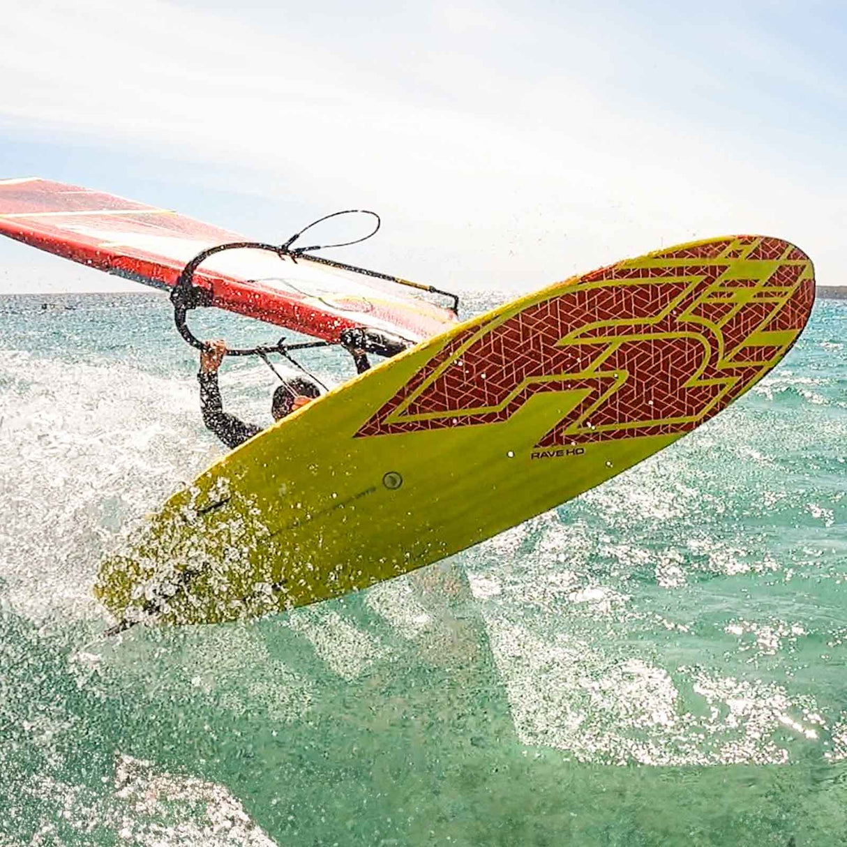 F2 Windsurfboard Rave HD 80-85L Größe wählbar Gelb/Rot