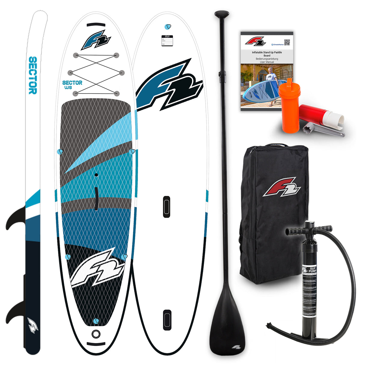 F2 Stand Up Paddle Board SECTOR WS Windsurf SUP Größe wählbar Blau