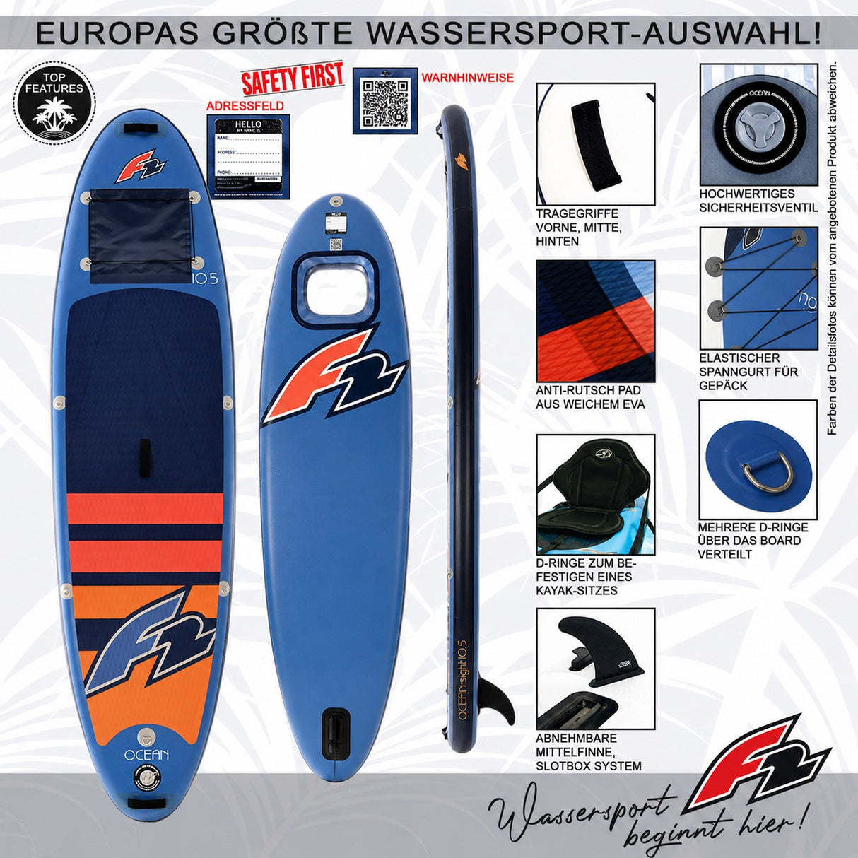 F2 SUP Stand Up Paddle Board Ocean Sight Board Only Größe/Farbe wählen