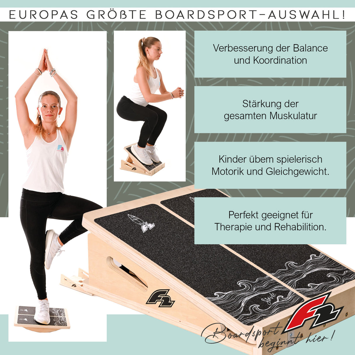 F2 Balance Board Step Board Multi Trainingsgerät Verstellbar Holz