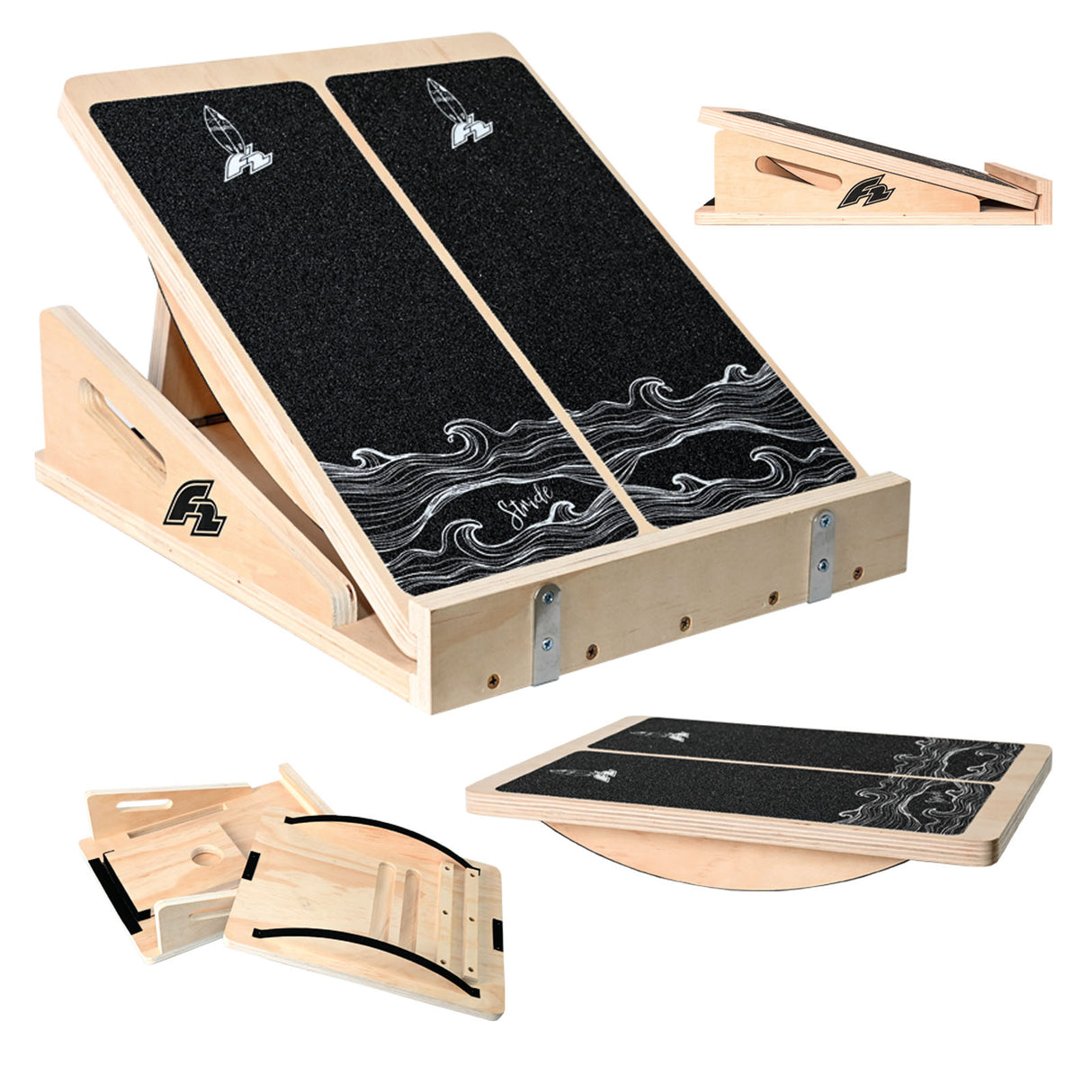 F2 Balance Board Step Board Multi Trainingsgerät Verstellbar Holz