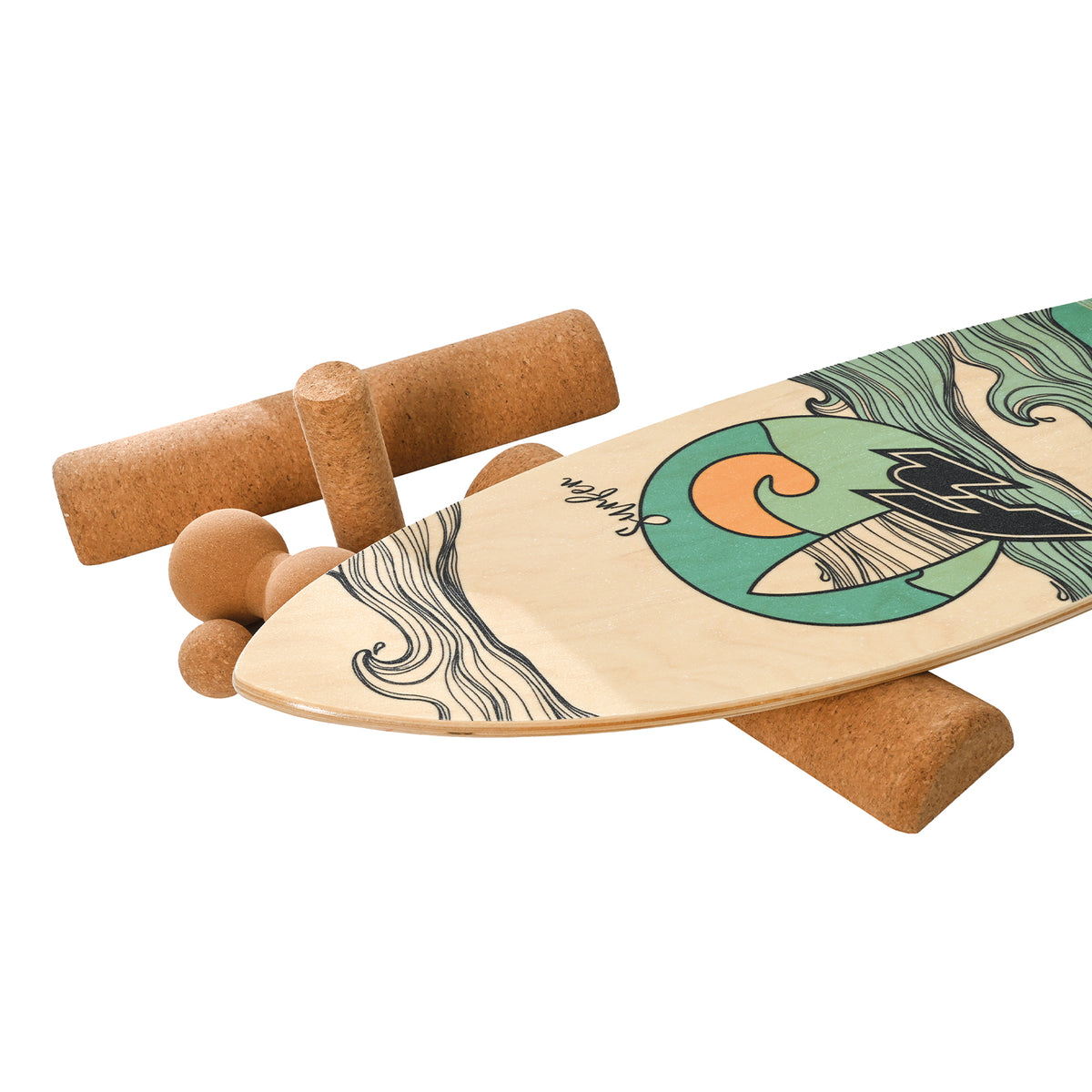 F2 Balance Board Zubehör Kork Multi Roll Set Korkrollen und Bälle Natur