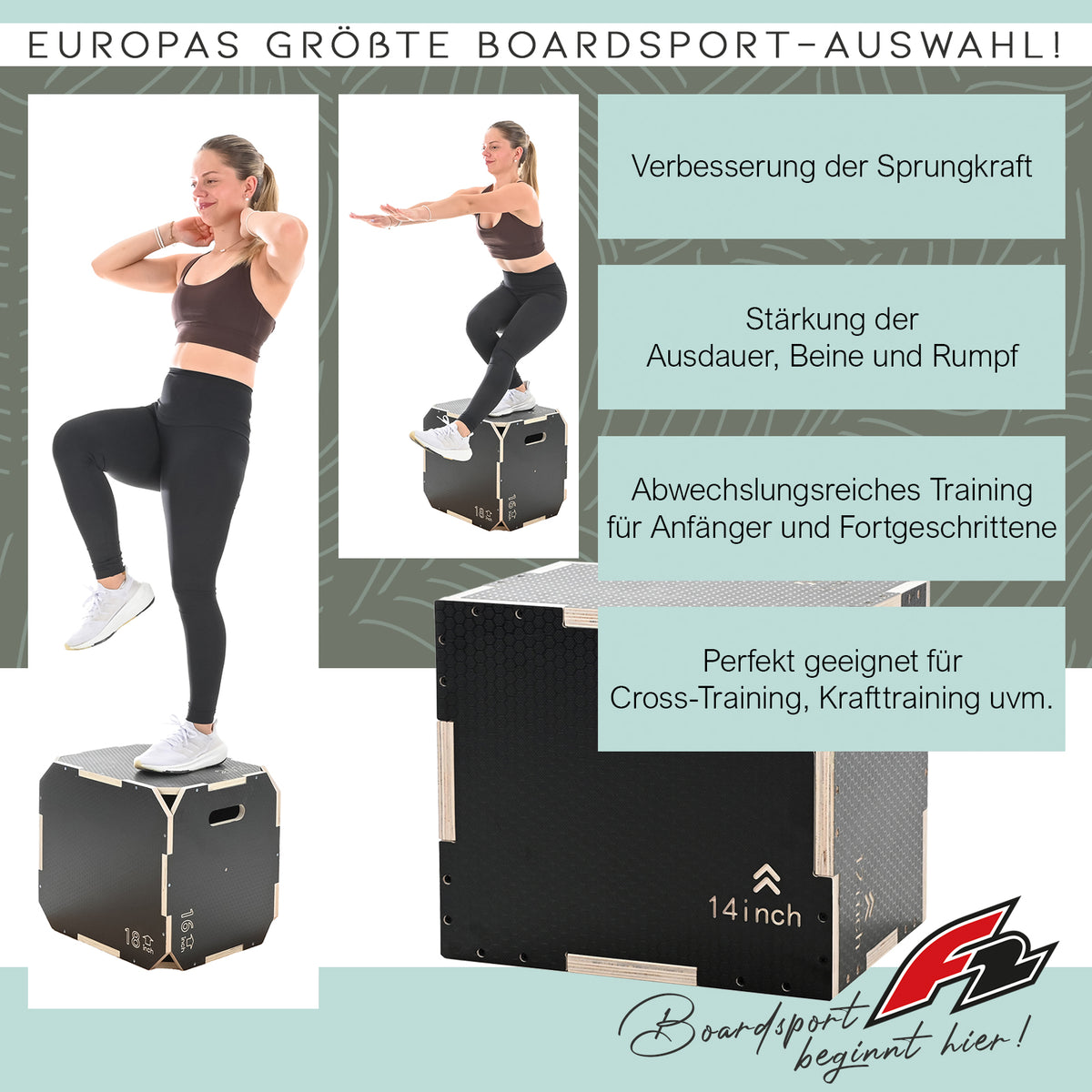 F2 Balance Board Jump Plyobox 41x36x31cm Schwarz