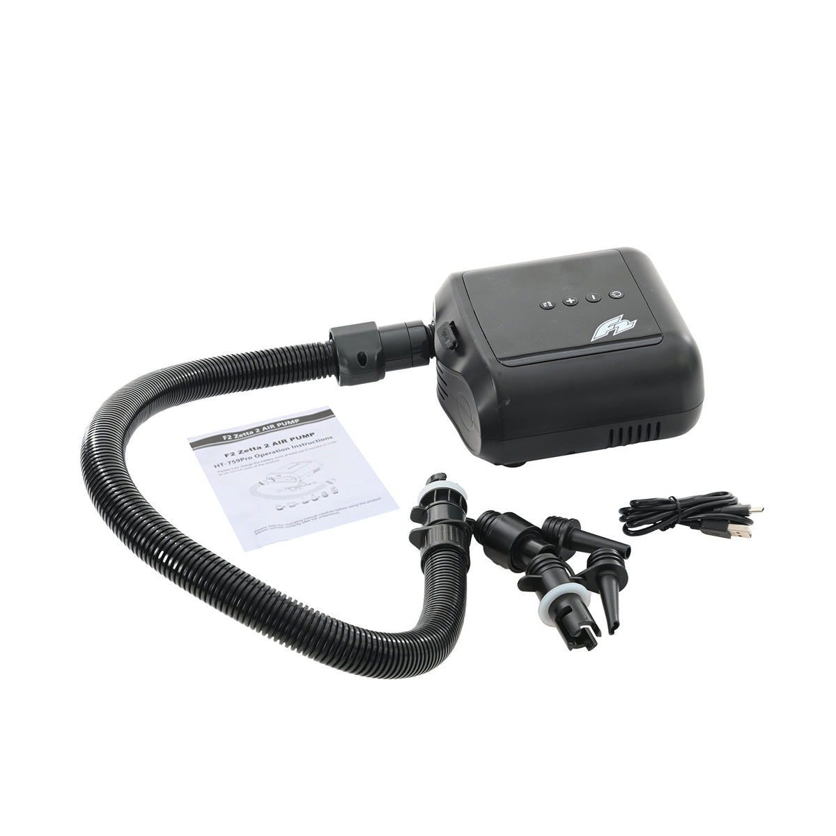 F2 SUP Pumpe Zetta 2 4000mAh E-Pumpe Wassersport Kite Schwarz