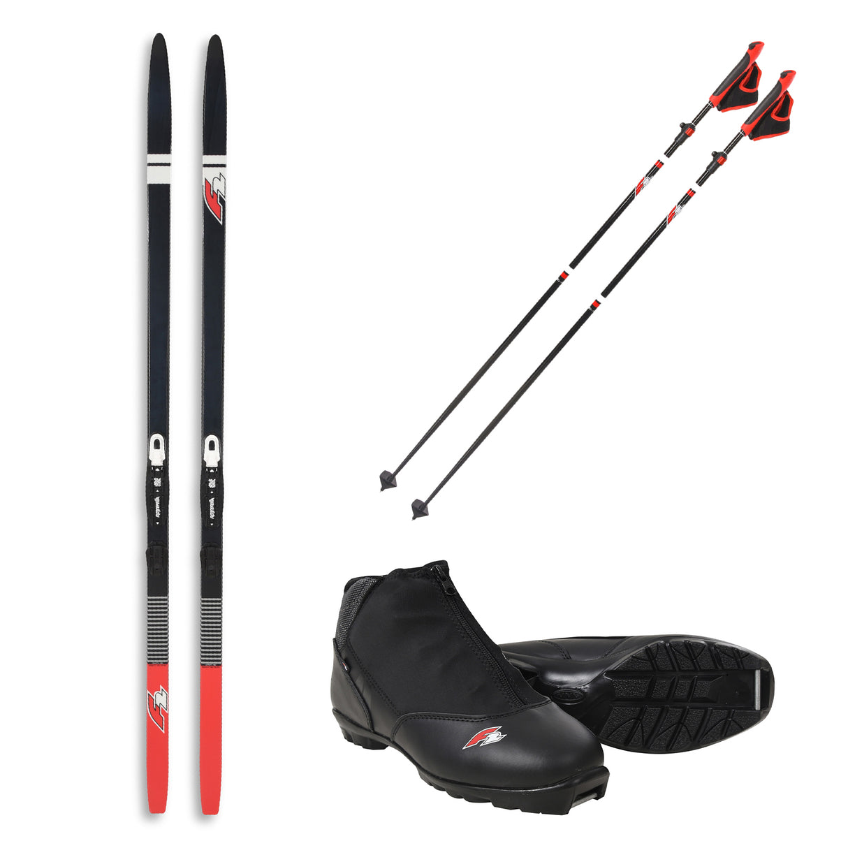 F2 Set Ski Ride CC 190cm mit Langlaufschuh Ride CC und Skistöcke Größe wählbar
