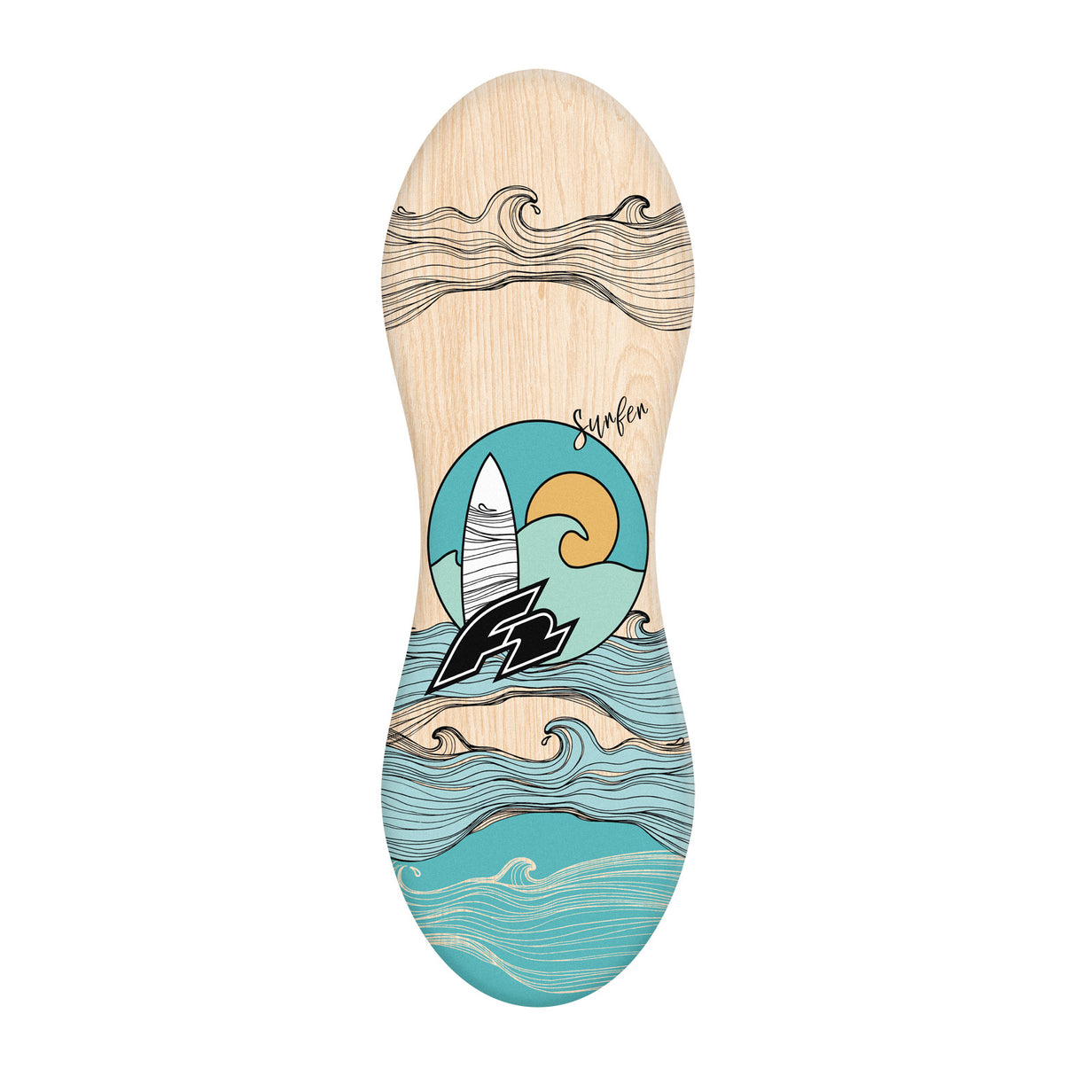 F2 Set Balance Board Peanut 86x32cm mit Kork Halbkugel