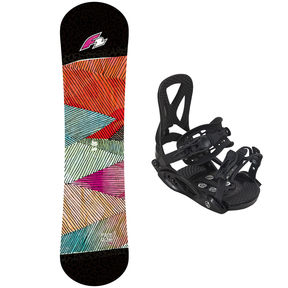 F2 Set Junior Snowboard Freedom mit Eco Pure Bindung Größen wählbar