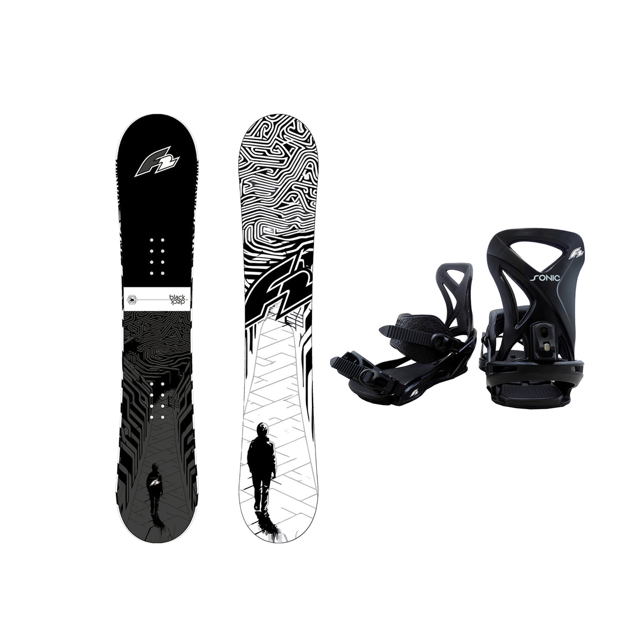 F2 Set Snowboard Blackdeck Schwarz/Weiss 157cm + Sonic Pro Bindung L