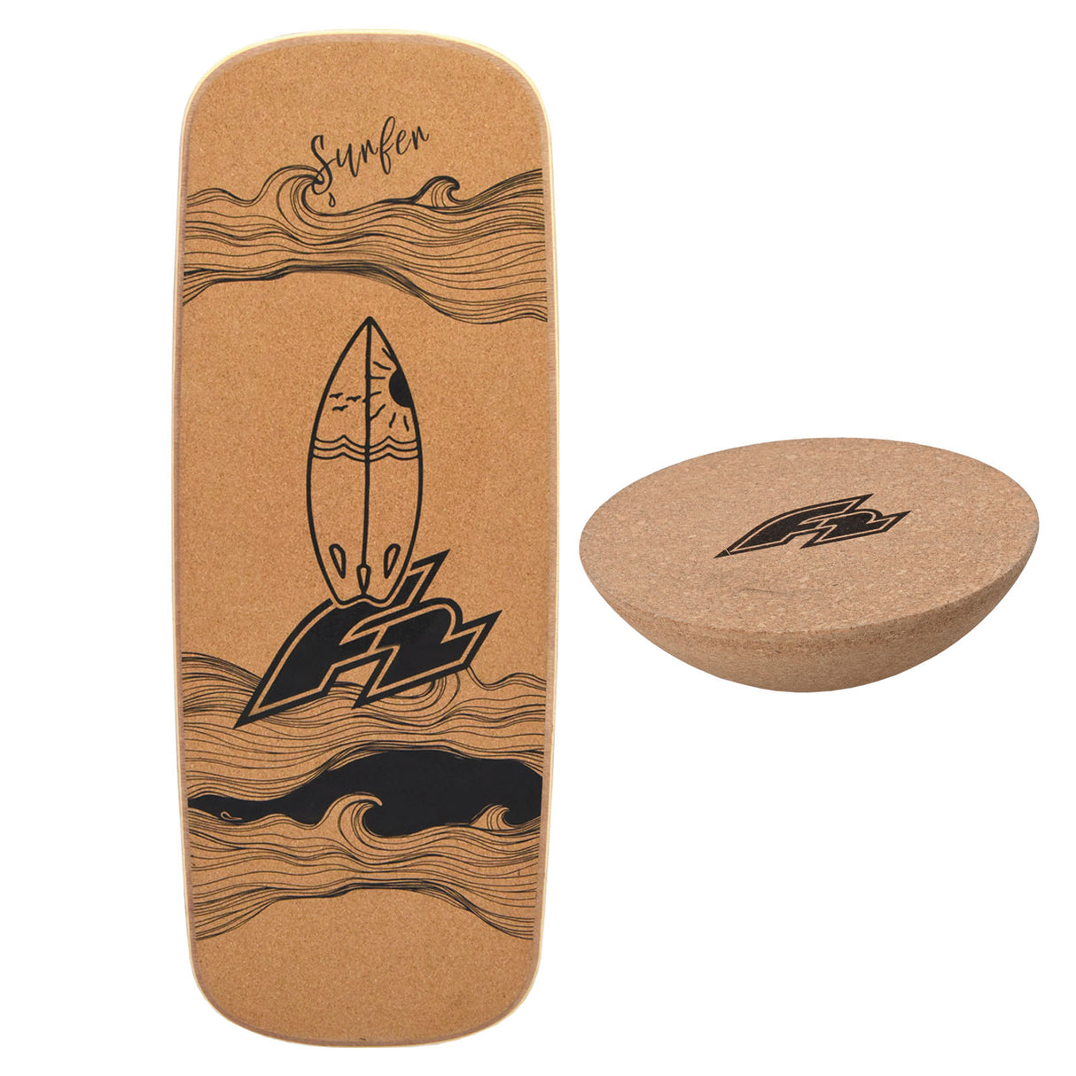F2 Set Kork Balance Board Flat Shape + Halbkugel Komplettset Modell wählbar