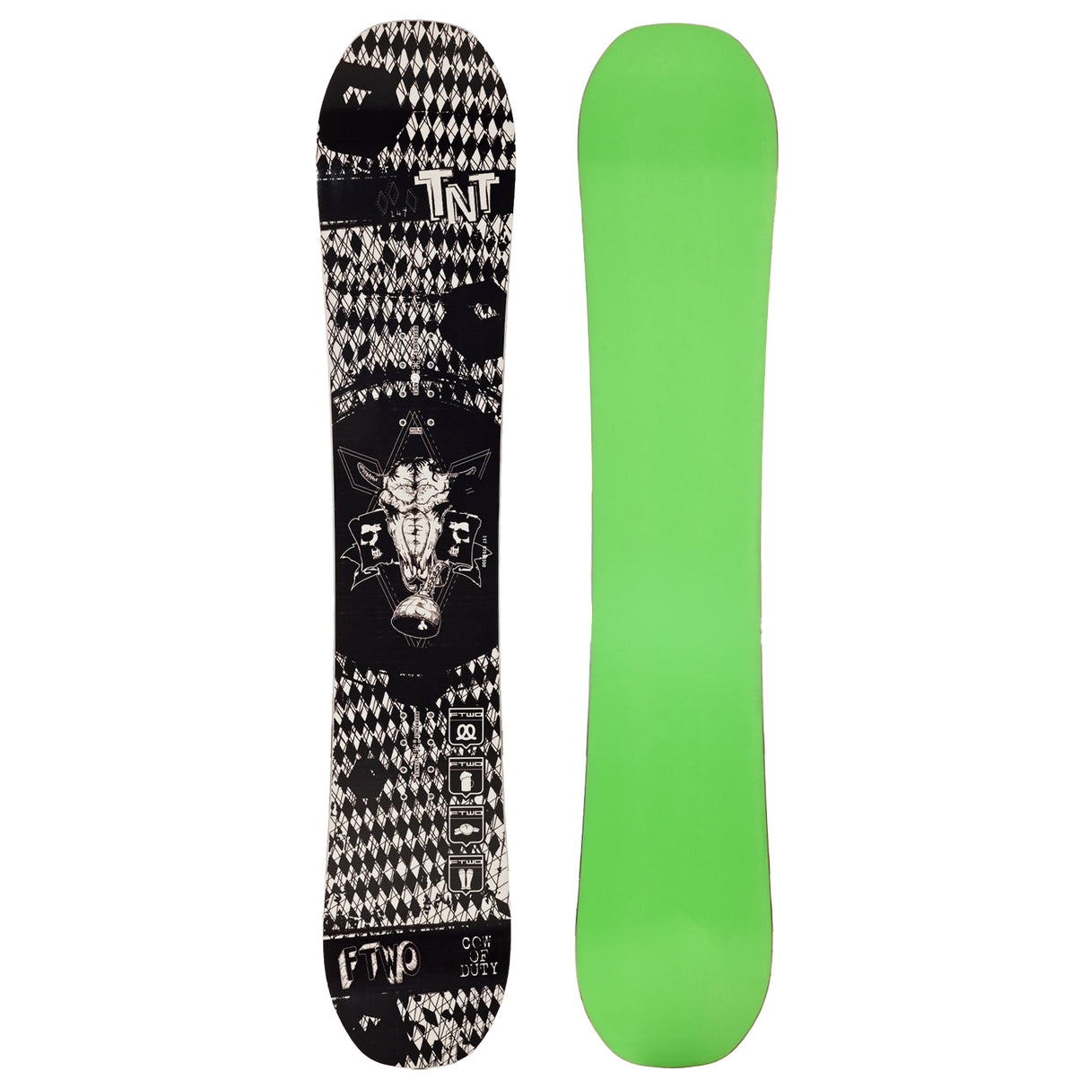 FTWO Set Snowboard TNT Black Death Schwarz 147cm mit Bindung M Sale