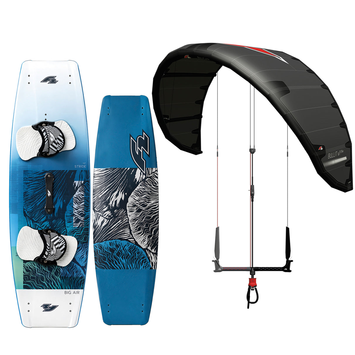 F2 Set Kite Bullit + Kiteboard Stride + Control Bar - Komplettset Größen wählbar