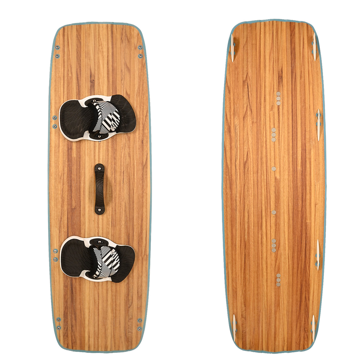 F2 Set Kiteboard Classic Wood Blue 147cm + Bindung S/M + GFK/Slider Finnen