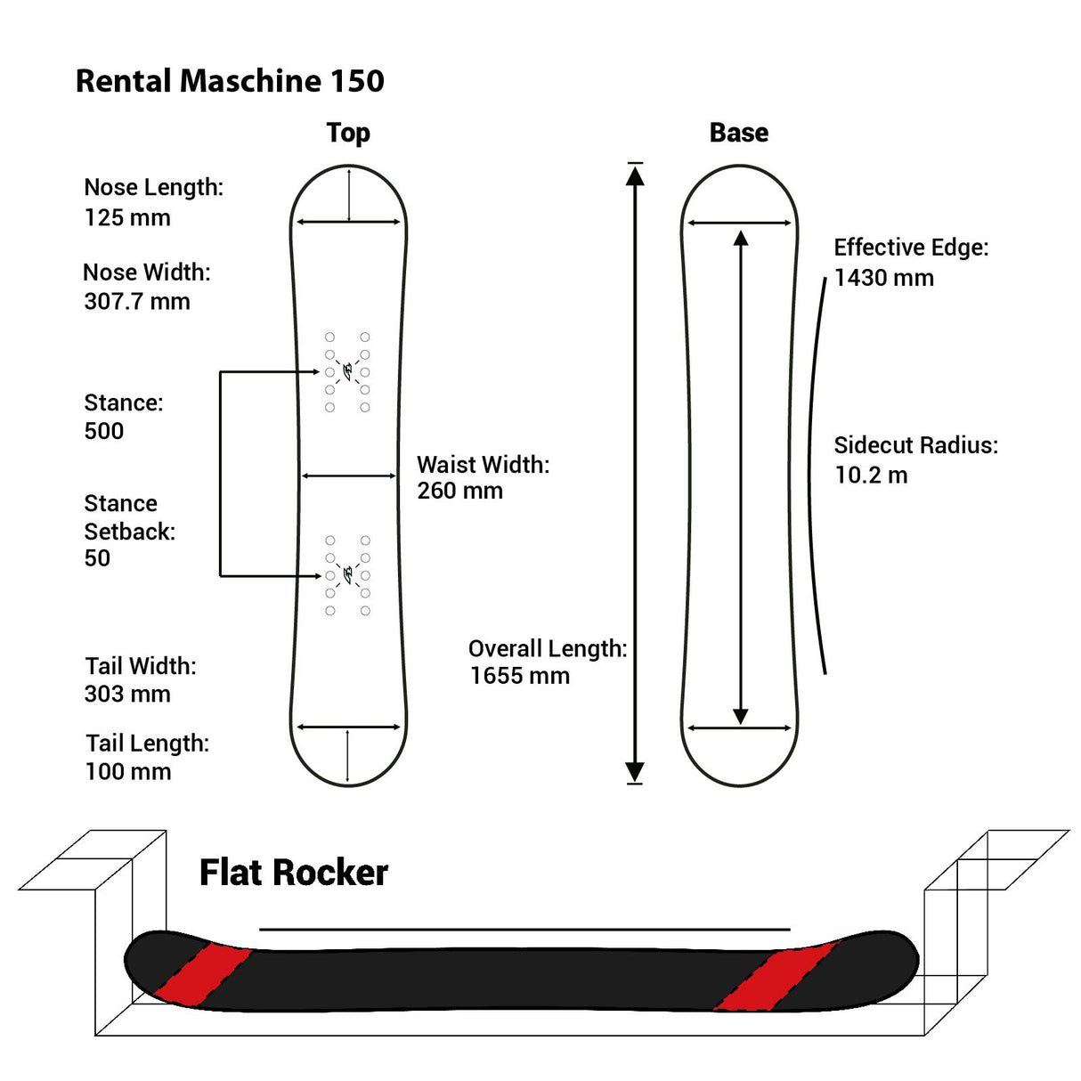 F2 Snowboard Rental Machine mit Protector Größe wählbar Schwarz