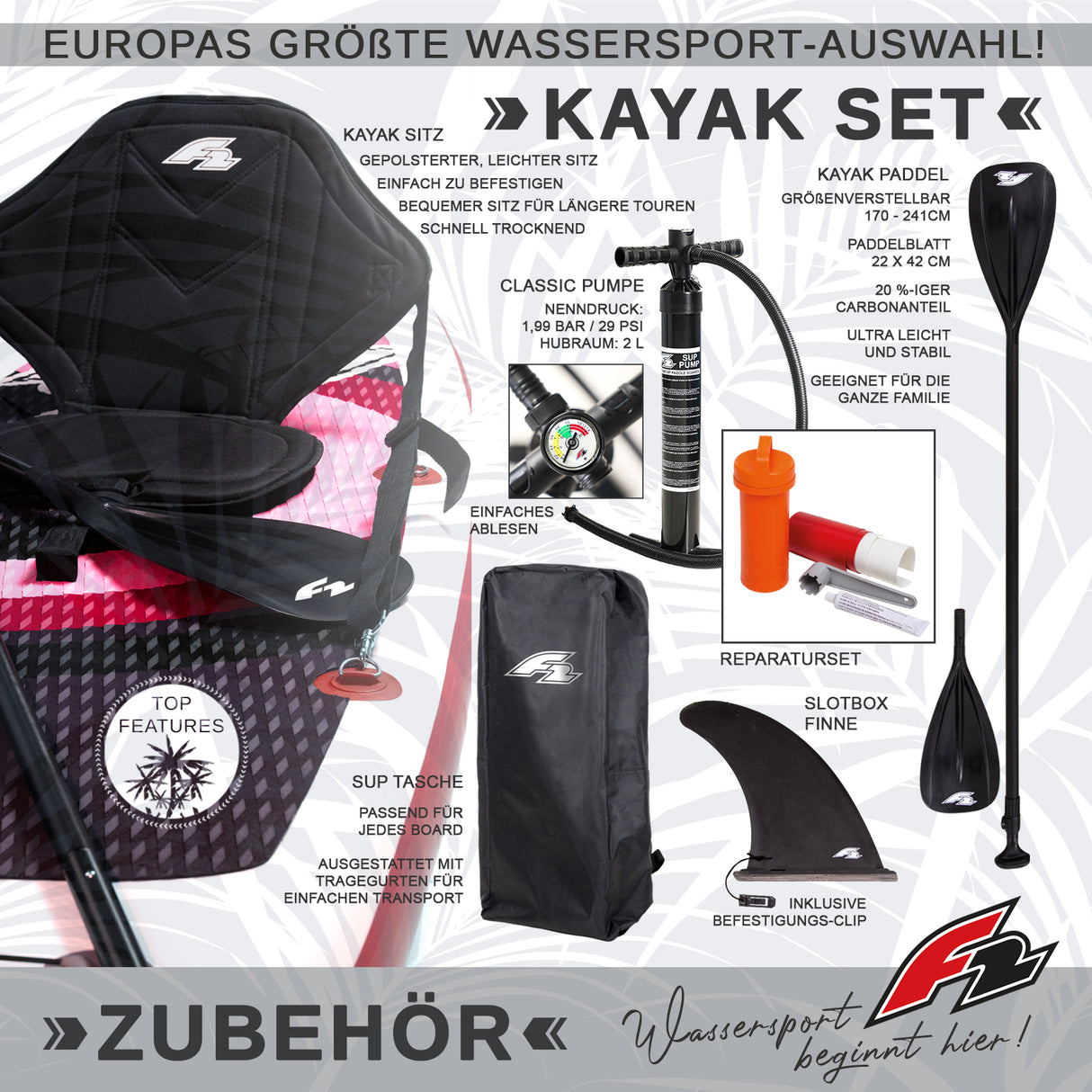 F2 SUP Stand Up Paddle Board Lotus Damen - Größe/Farbe/Zubehör wählbar