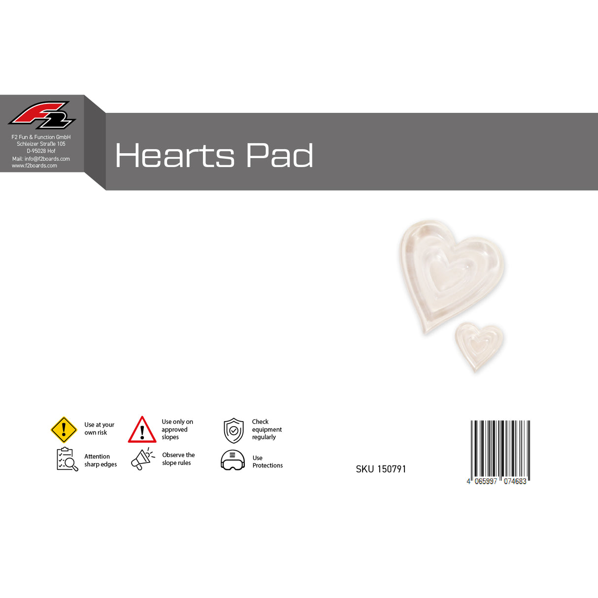 F2 Snowboard Pads Elfgen Pad One Size - Form wählbar