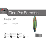 F2 Hard SUP Ride Pro Bamboo 10'4"/11'4" wählbar Türkis