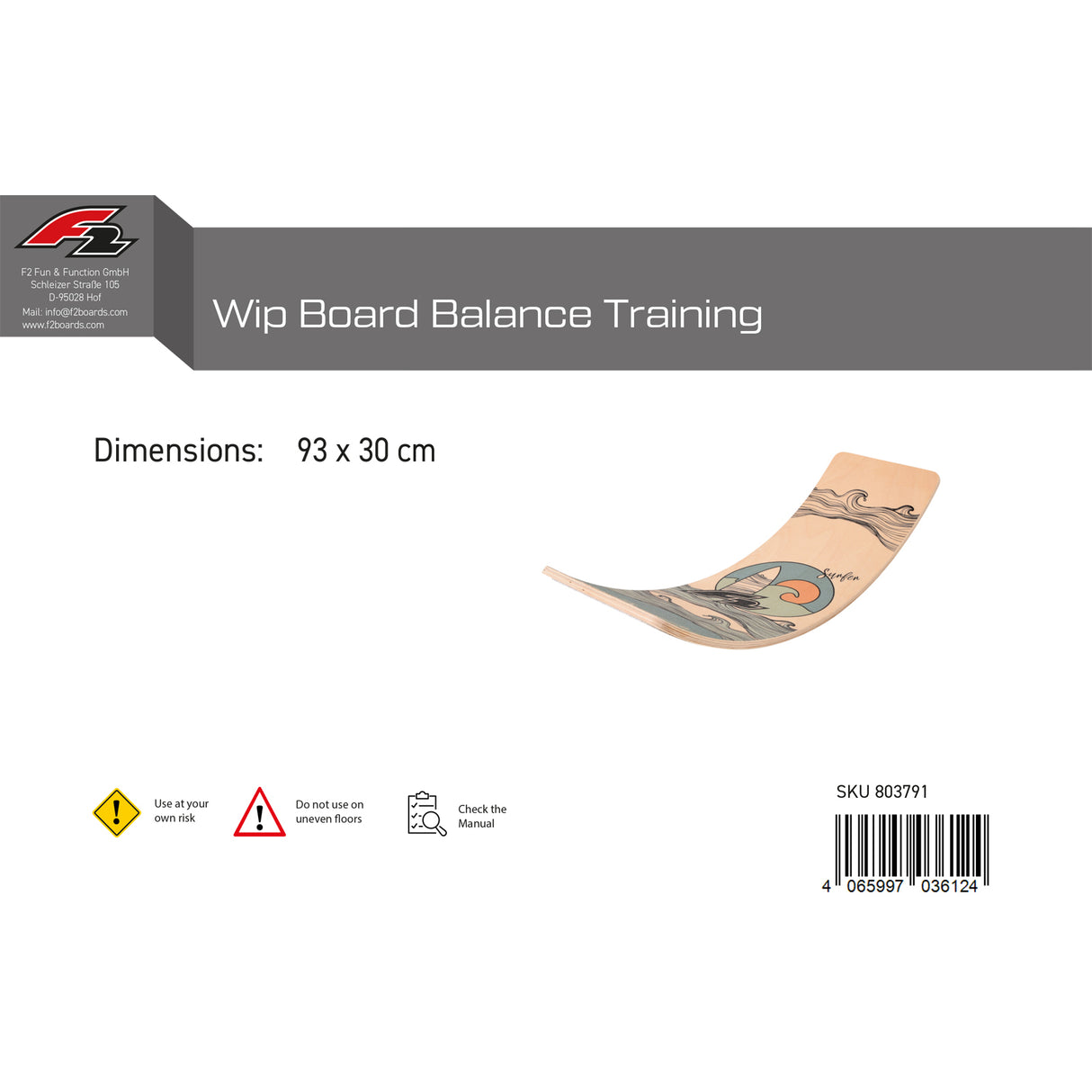 F2   Balance Board  Wip Board Balance Training  93x30cm