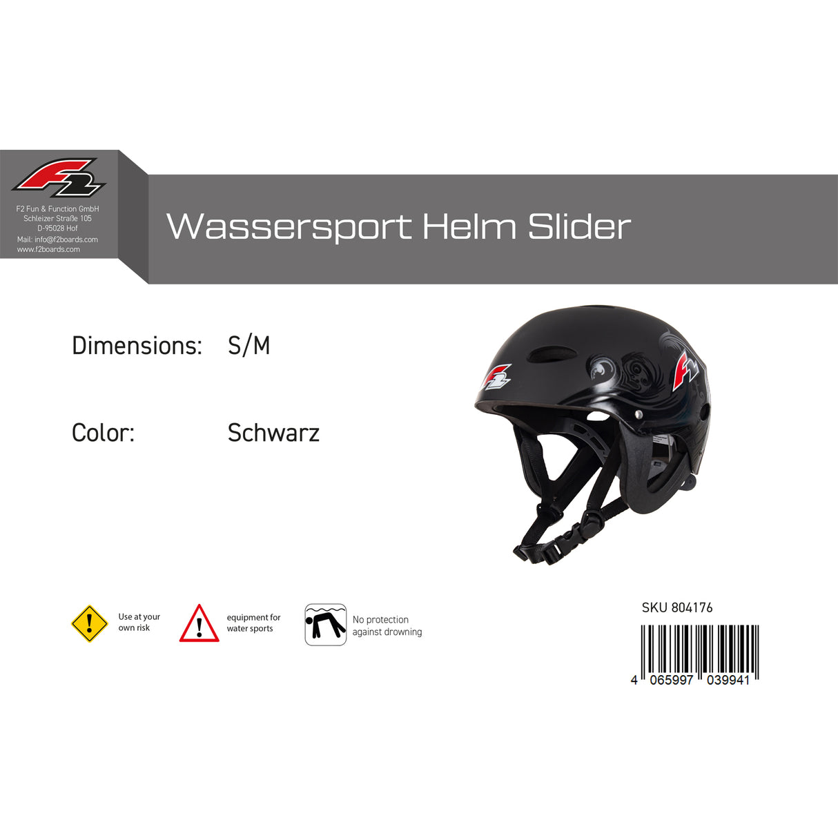 F2 Helm Wassersport Helm Slider Farbe/Größe wählbar
