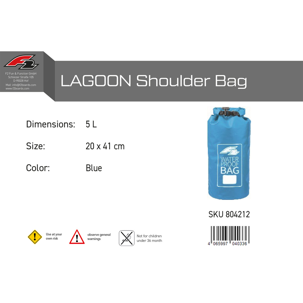F2 Tasche Lagoon Drybag Trockentasche SUP Bag Größe/Farbe wählbar