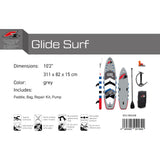 F2  SUP Stand Up Paddle Board Glide Surf 10'2''/10'8"/11'7" wählbar Grau