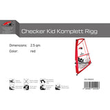 F2 Windsurf Segel Checker Kid Komplett Rigg 1,5-5,5qm Größe wählbar Rot