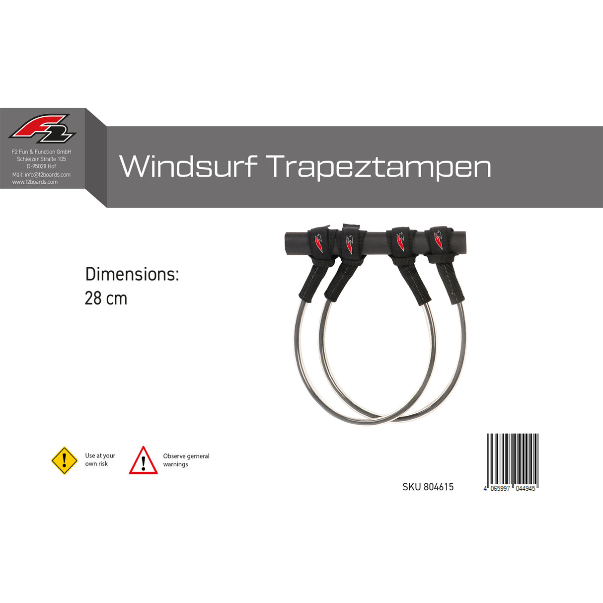 F2  Windsurf Trapeztampen Line Fix 22-34 cm wählbar Schwarz