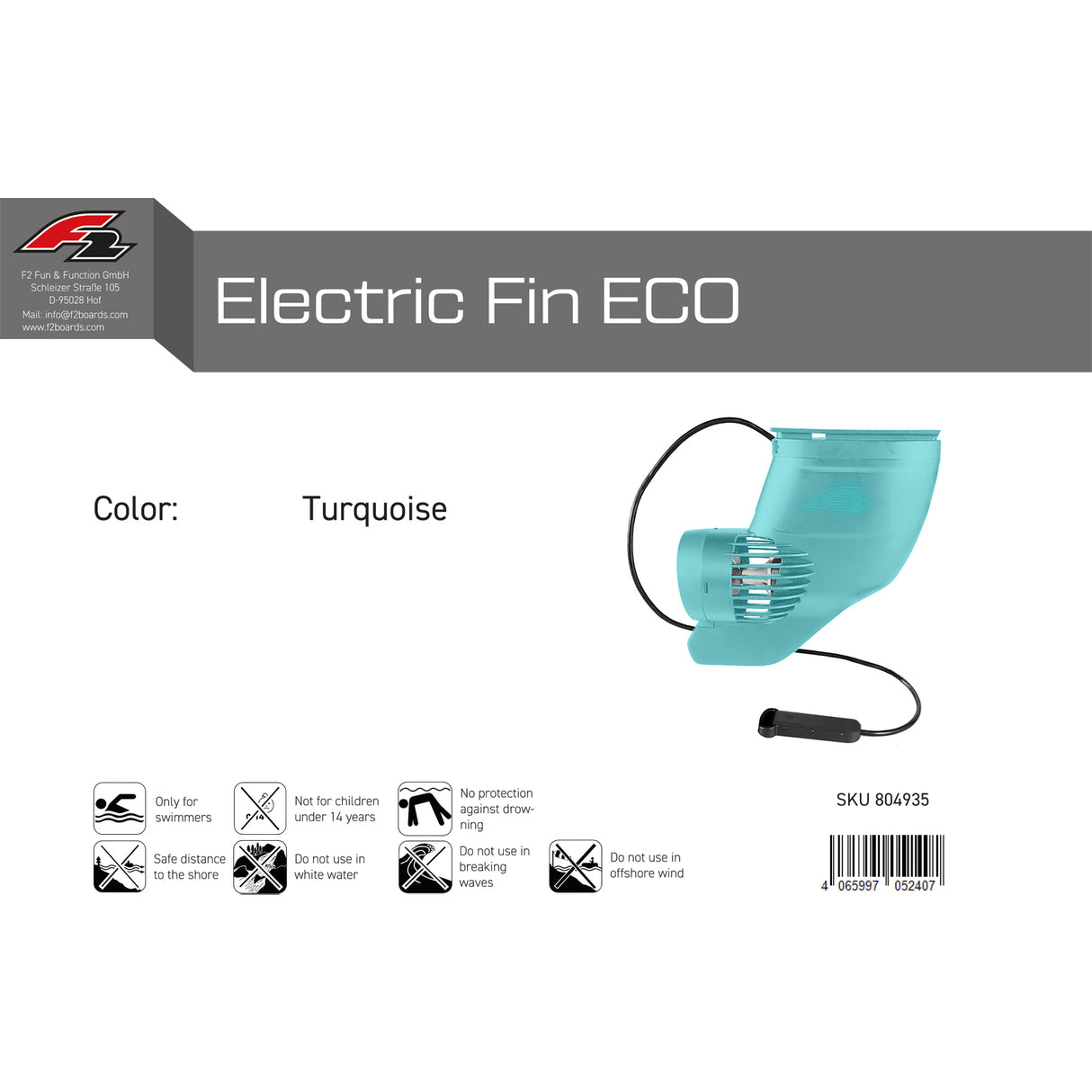 F2  Elektro Finne ELECTRIC FIN ECO SUP One Size  Türkis