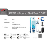 F2 Stand Up Paddle Board FREE - Round Sail - SUP Set Größe wählbar Blau
