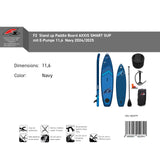 F2  Stand Up Paddle Board AXXIS SMART SUP mit E-Pumpe Größe wählbar Navy