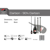 F2  SUP Paddel 40% Carbon Paddle 3-teilig 170-220cm Schwarz