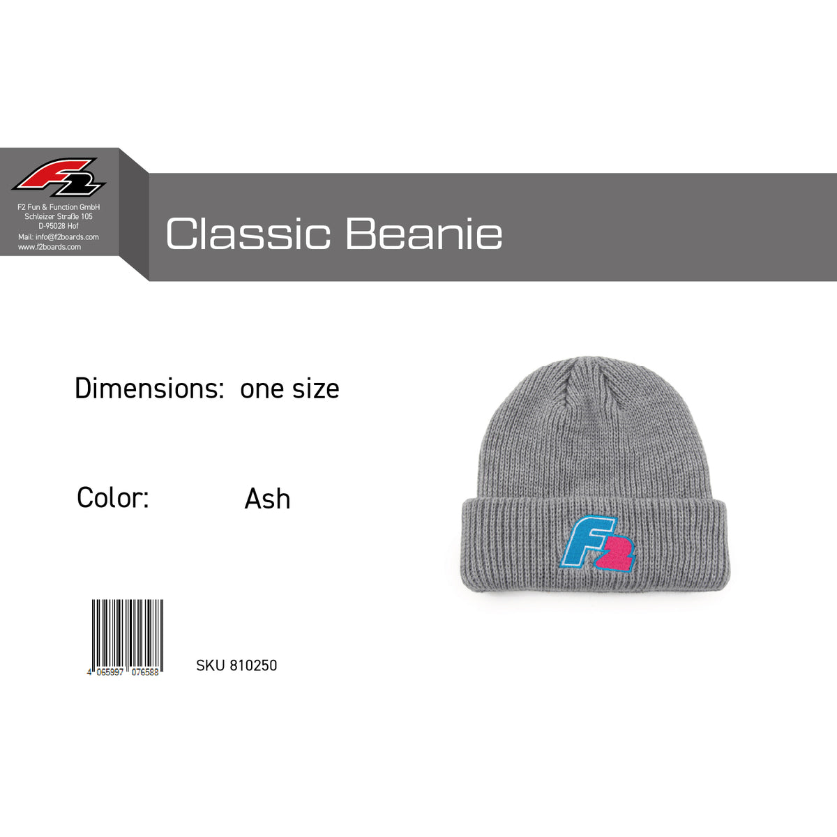 F2  Retro Classic Beanie Mütze One Size - Farbe wählbar