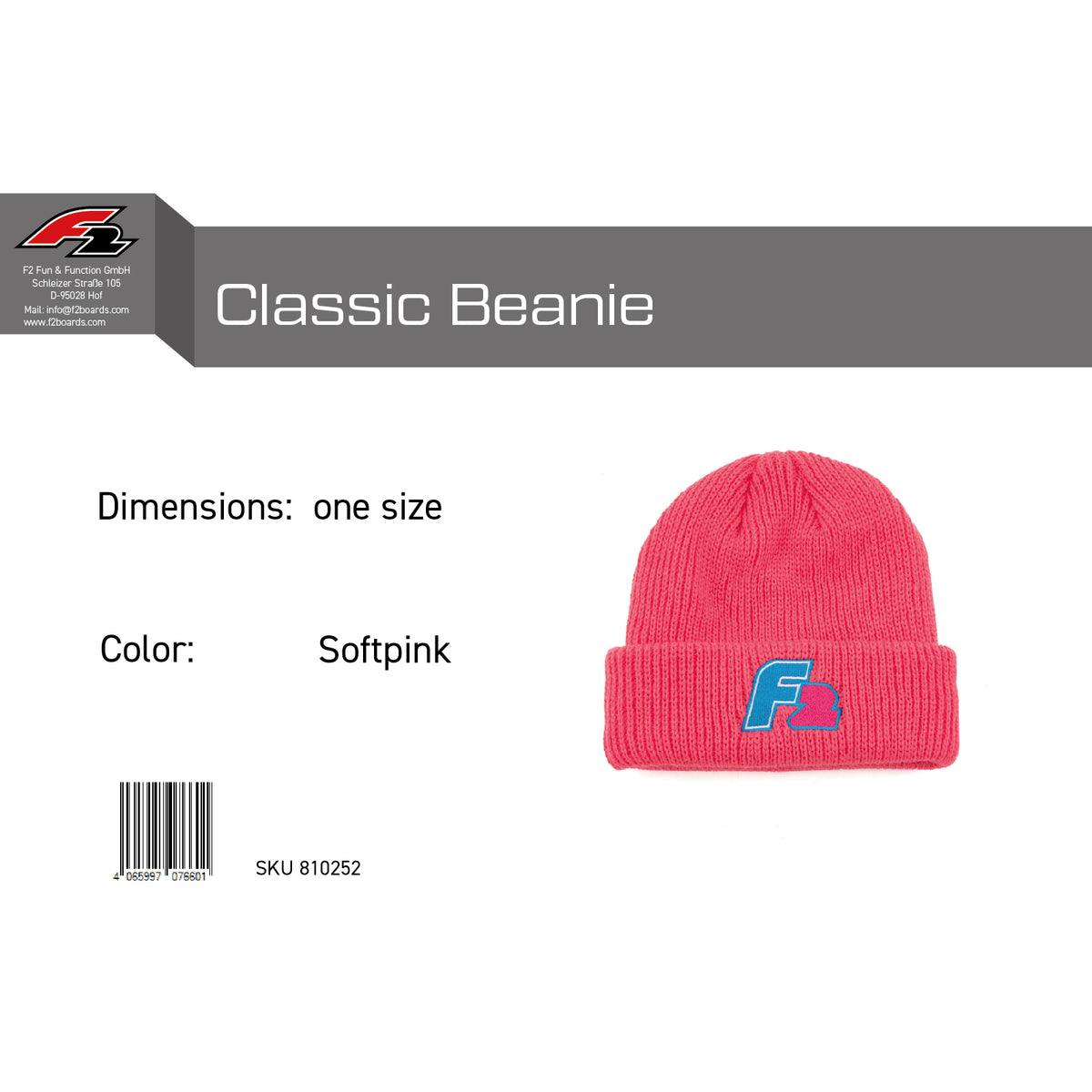 F2  Retro Classic Beanie Mütze One Size - Farbe wählbar